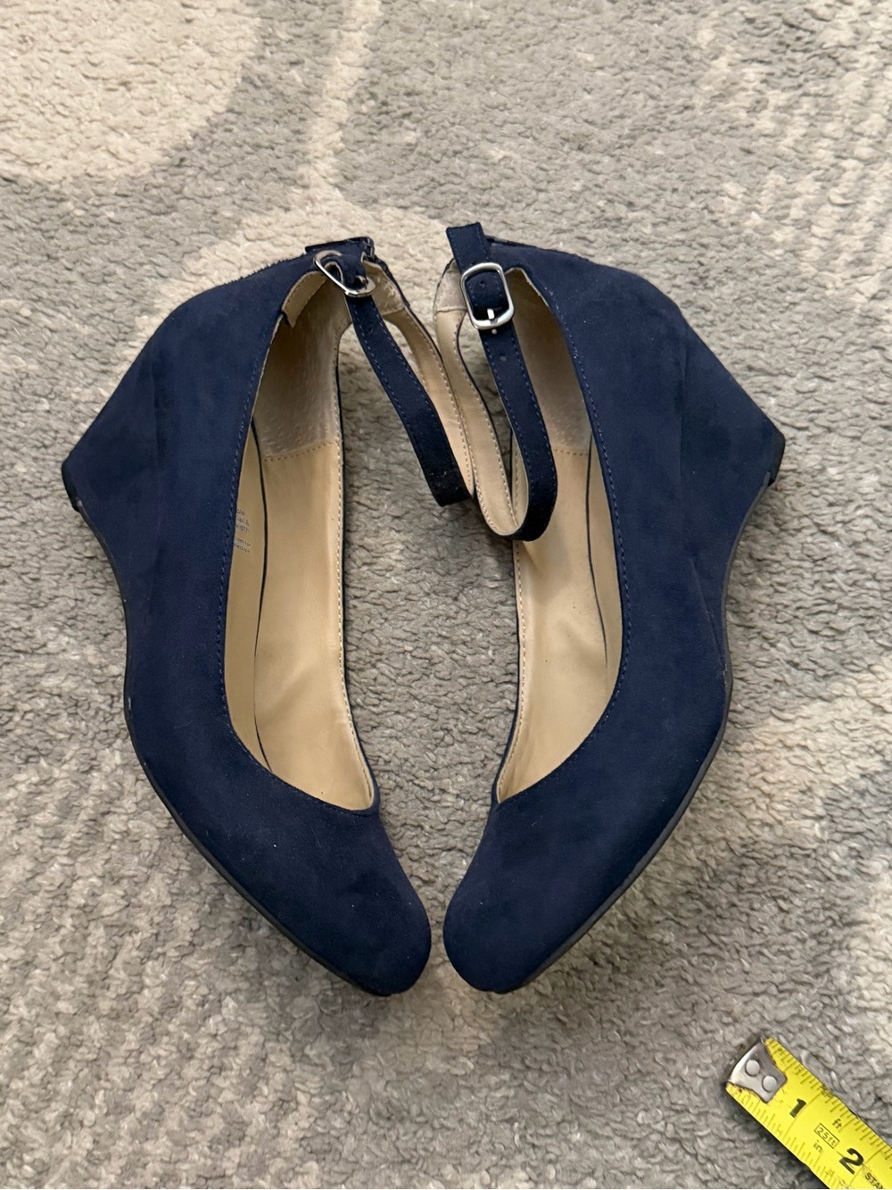 Classic Navy Ankle-Strap Women's Wedge